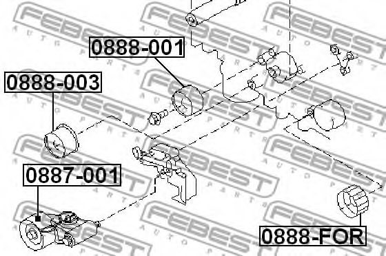 FEBEST - 0888-003 - Паразитный / Ведущий ролик, зубчатый ремень (Ременный привод)