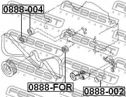 FEBEST - 0888-FOR - Паразитный / Ведущий ролик, зубчатый ремень (Ременный привод)