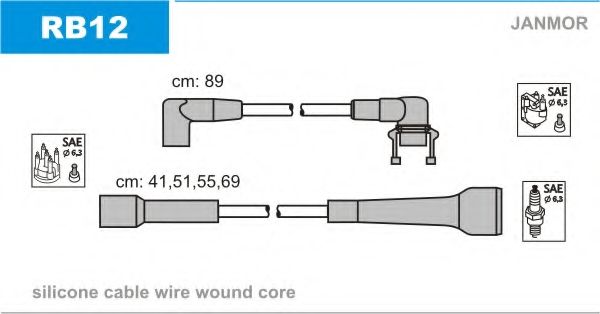 JANMOR - RB12 - Комплект проводов зажигания (Система зажигания)