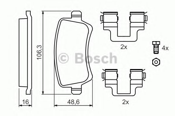 BOSCH - 0 986 494 175 - Комплект тормозных колодок, дисковый тормоз (Тормозная система)