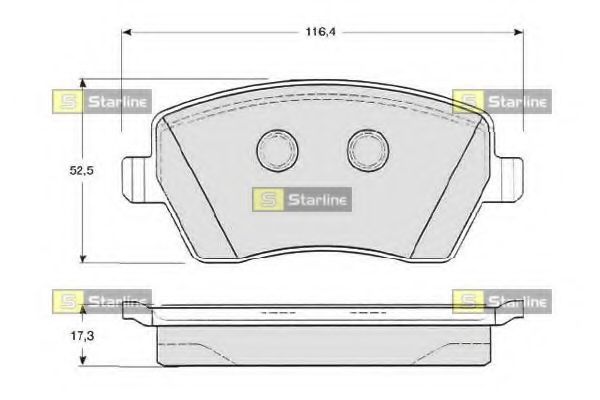 STARLINE - BD S331 - Комплект тормозных колодок, дисковый тормоз