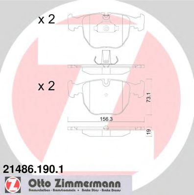 ZIMMERMANN - 21486.190.1 - Комплект тормозных колодок, дисковый тормоз (Тормозная система)