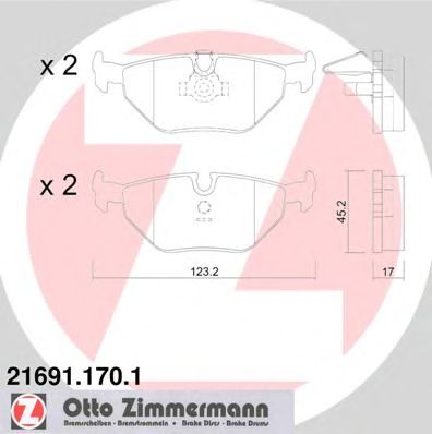 ZIMMERMANN - 21691.170.1 - Комплект тормозных колодок, дисковый тормоз (Тормозная система)