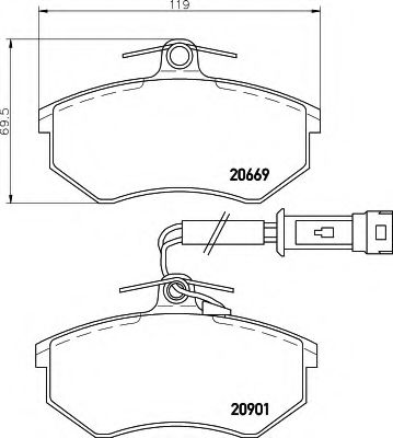 HELLA - 8DB 355 017-651 - Комплект тормозных колодок, дисковый тормоз (Тормозная система)