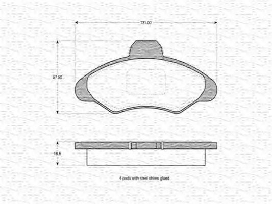 MAGNETI MARELLI - 363702160286 - Комплект тормозных колодок, дисковый тормоз (Тормозная система)