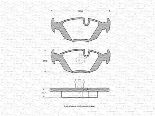 MAGNETI MARELLI - 363702160547 - Комплект тормозных колодок, дисковый тормоз (Тормозная система)