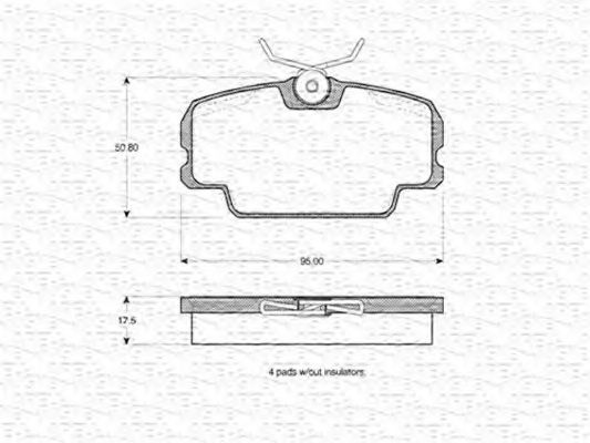 MAGNETI MARELLI - 363702160848 - Комплект тормозных колодок, дисковый тормоз (Тормозная система)