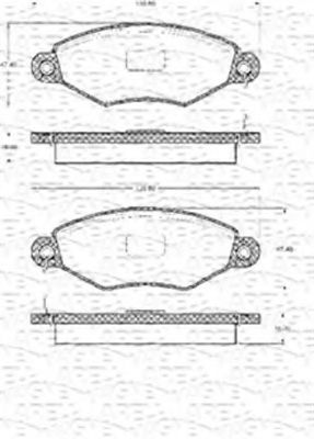 MAGNETI MARELLI - 363702161040 - Комплект тормозных колодок, дисковый тормоз (Тормозная система)