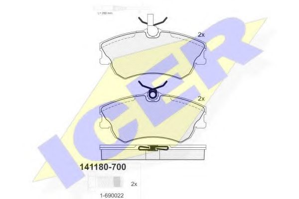 ICER - 141180-700 - Комплект тормозных колодок, дисковый тормоз (Тормозная система)