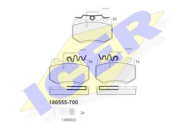 ICER - 180555-700 - Комплект тормозных колодок, дисковый тормоз (Тормозная система)