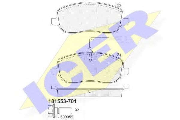 ICER - 181553-701 - Комплект тормозных колодок, дисковый тормоз (Тормозная система)