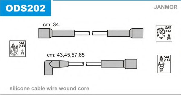 JANMOR - ODS202 - Комплект проводов зажигания (Система зажигания)
