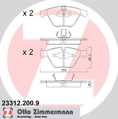 ZIMMERMANN - 23312.200.9 - Комплект тормозных колодок, дисковый тормоз (Тормозная система)