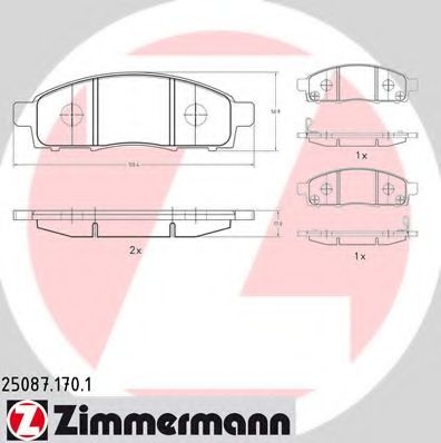 ZIMMERMANN - 25087.170.1 - Комплект тормозных колодок, дисковый тормоз (Тормозная система)