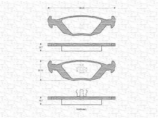 MAGNETI MARELLI - 363702160014 - Комплект тормозных колодок, дисковый тормоз (Тормозная система)