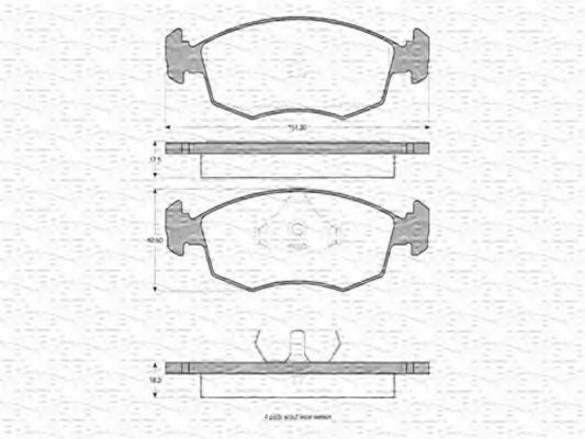 MAGNETI MARELLI - 363702160026 - Комплект тормозных колодок, дисковый тормоз (Тормозная система)