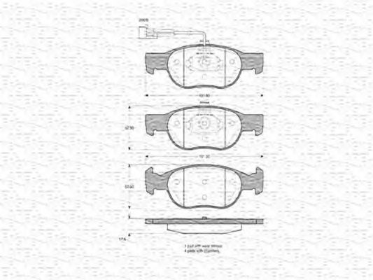 MAGNETI MARELLI - 363702160340 - Комплект тормозных колодок, дисковый тормоз (Тормозная система)