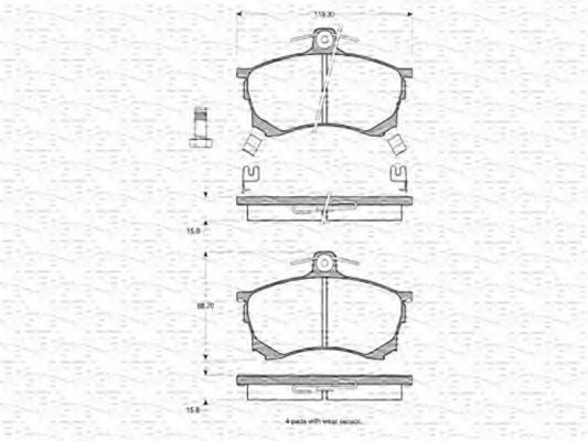 MAGNETI MARELLI - 363702160624 - Комплект тормозных колодок, дисковый тормоз (Тормозная система)