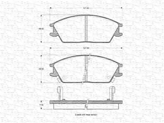 MAGNETI MARELLI - 363702160972 - Комплект тормозных колодок, дисковый тормоз (Тормозная система)