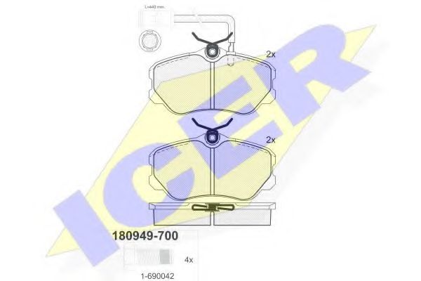 ICER - 180949-700 - Комплект тормозных колодок, дисковый тормоз (Тормозная система)