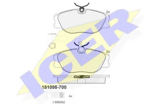 ICER - 181098-700 - Комплект тормозных колодок, дисковый тормоз (Тормозная система)