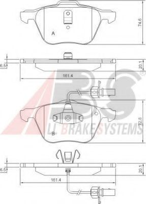 A.B.S. - 37240 OE - Комплект тормозных колодок, дисковый тормоз (Тормозная система)