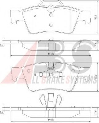 A.B.S. - 37509 OE - Комплект тормозных колодок, дисковый тормоз