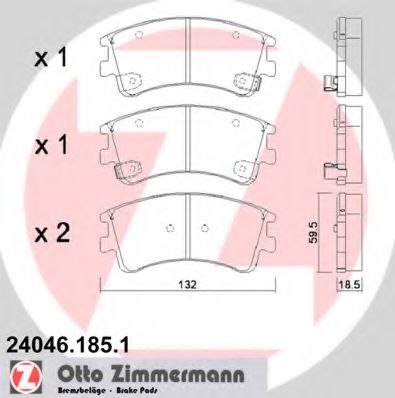 ZIMMERMANN - 24046.185.1 - Комплект тормозных колодок, дисковый тормоз (Тормозная система)