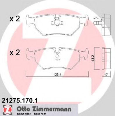 ZIMMERMANN - 21275.170.1 - Комплект тормозных колодок, дисковый тормоз (Тормозная система)