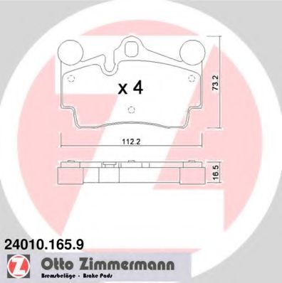 ZIMMERMANN - 24010.165.9 - Комплект тормозных колодок, дисковый тормоз (Тормозная система)