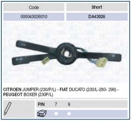 MAGNETI MARELLI - 000043026010 - Выключатель на рулевой колонке (Контрольные приборы)