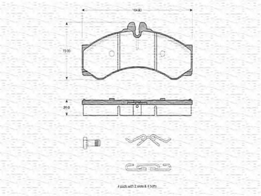 MAGNETI MARELLI - 363702160646 - Комплект тормозных колодок, дисковый тормоз (Тормозная система)