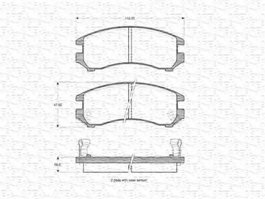 MAGNETI MARELLI - 363702160963 - Комплект тормозных колодок, дисковый тормоз (Тормозная система)