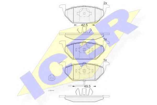 ICER - 181349 - Комплект тормозных колодок, дисковый тормоз (Тормозная система)