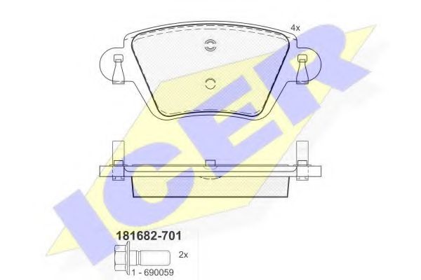 ICER - 181682-701 - Комплект тормозных колодок, дисковый тормоз (Тормозная система)