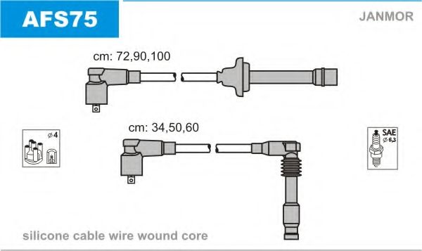 JANMOR - AFS75 - Комплект проводов зажигания (Система зажигания)