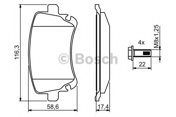 BOSCH - 0 986 494 303 - Комплект тормозных колодок, дисковый тормоз (Тормозная система)