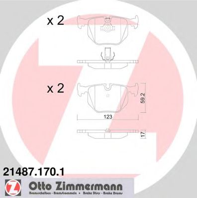 ZIMMERMANN - 21487.170.1 - Комплект тормозных колодок, дисковый тормоз (Тормозная система)