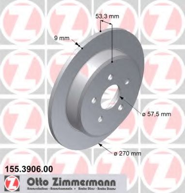 ZIMMERMANN - 155.3906.00 - Тормозной диск