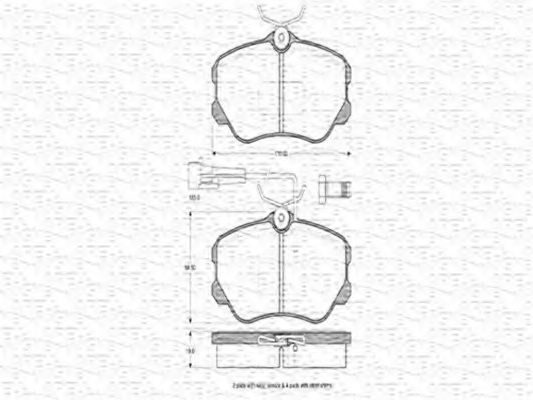 MAGNETI MARELLI - 363702160237 - Комплект тормозных колодок, дисковый тормоз (Тормозная система)