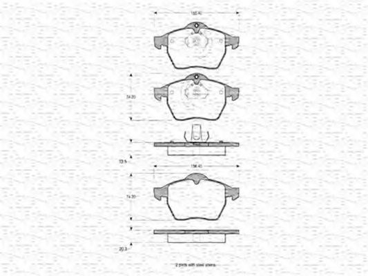 MAGNETI MARELLI - 363702160403 - Комплект тормозных колодок, дисковый тормоз (Тормозная система)