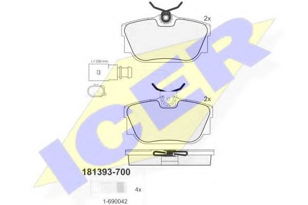 ICER - 181393-700 - Комплект тормозных колодок, дисковый тормоз (Тормозная система)