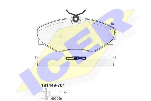 ICER - 181449-701 - Комплект тормозных колодок, дисковый тормоз (Тормозная система)