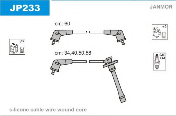 JANMOR - JP233 - Комплект проводов зажигания (Система зажигания)