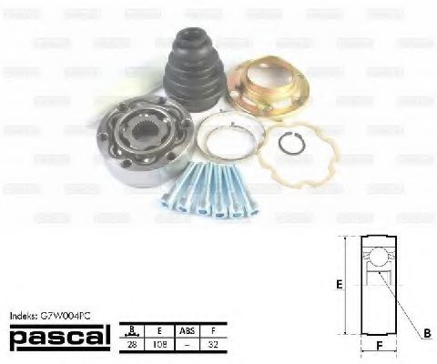 PASCAL - G7W004PC - Шарнирный комплект, приводной вал (Привод колеса)