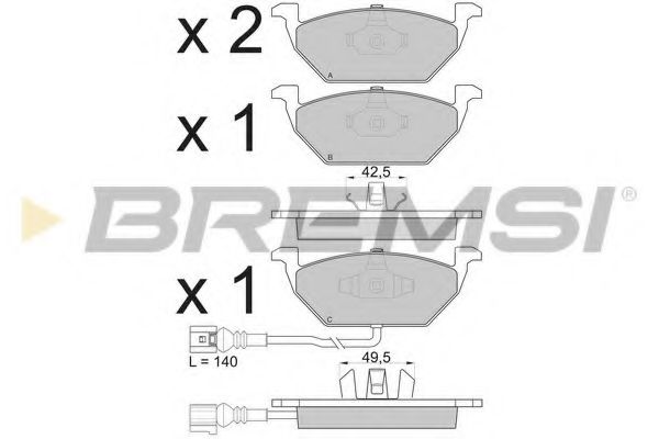 BREMSI - BP2848 - Комплект тормозных колодок, дисковый тормоз (Тормозная система)