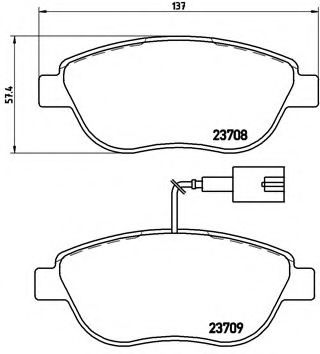 BREMBO - P 23 087 - Комплект тормозных колодок, дисковый тормоз (Тормозная система)