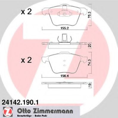 ZIMMERMANN - 24142.190.1 - Комплект тормозных колодок, дисковый тормоз (Тормозная система)