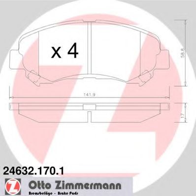 ZIMMERMANN - 24632.170.1 - Комплект тормозных колодок, дисковый тормоз (Тормозная система)
