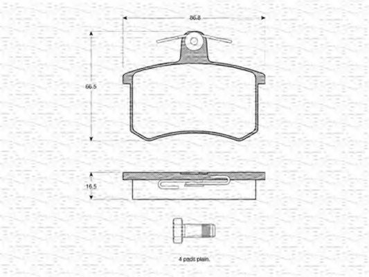 MAGNETI MARELLI - 363702160925 - Комплект тормозных колодок, дисковый тормоз (Тормозная система)